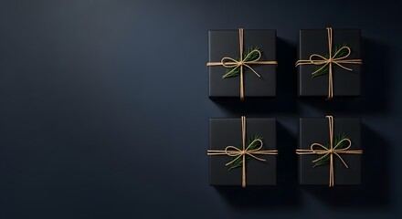 Naklejka premium Elegant father's day gifts black boxes with gold ribbons perfect presents for dad