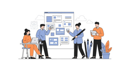 Fototapeta premium Team Collaboration and Data Presentation in Workplace