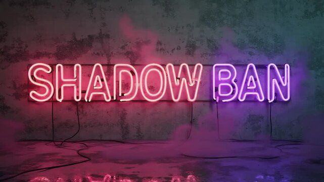 Neon sign of "shadowban". 