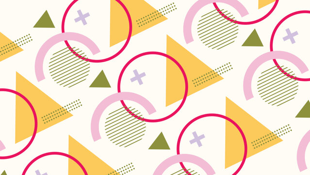 Abstract memphis background with colorful geometric pattern and retro playful style design