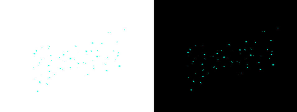 Gentle Light Blue Glowing Particle Pattern Floating on White Background with Black Variant