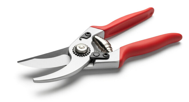 Red and silver wire cutting pliers isolated on white background