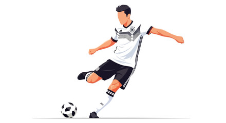 Obraz premium Illustration of a soccer player kicking a ball with motion lines on a white background