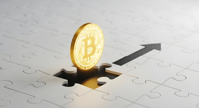 Cryptocurrency Strategy and Financial Solution Concept with Gold Bitcoin