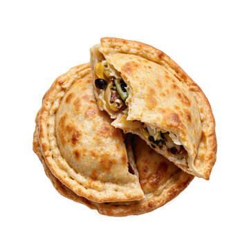 Chilean empanada pino isolated on a transparent background featuring savory meat filling and olives for festive September ramadas celebrations