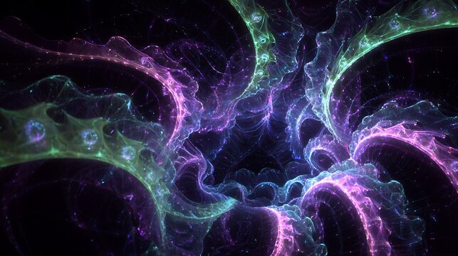 Purple Fractal Energy Wave Abstract Art / 紫のフラクタルエネルギーウェーブ抽象アート