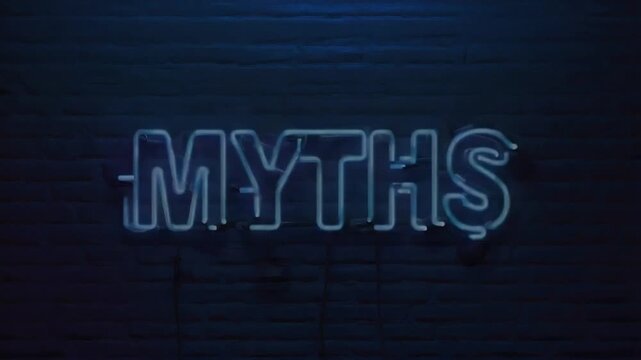 Neon sign for "myths".