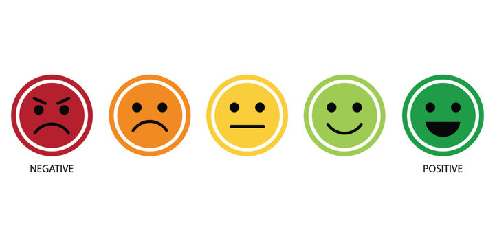 Emotions Spectrum: An illustrative collection of emojis represents a spectrum of human emotion, from negative to positive. Each emoji embodies a distinct sentiment.