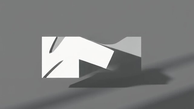 "White angular block casts sharp shadow on gray field, symbolizing balance, contrast, and the clean interplay of geometry, light, and modern abstraction."