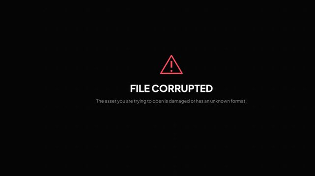System analysis loading bar transition to red file corrupted error message on black background