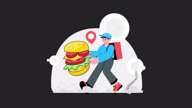 Burger Delivery Animation Alpha Channel