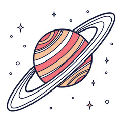 Colorful hand drawn saturn planet vector artwork. © Monira