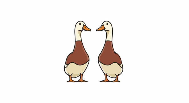 Two cartoon ducks facing each other on a white background