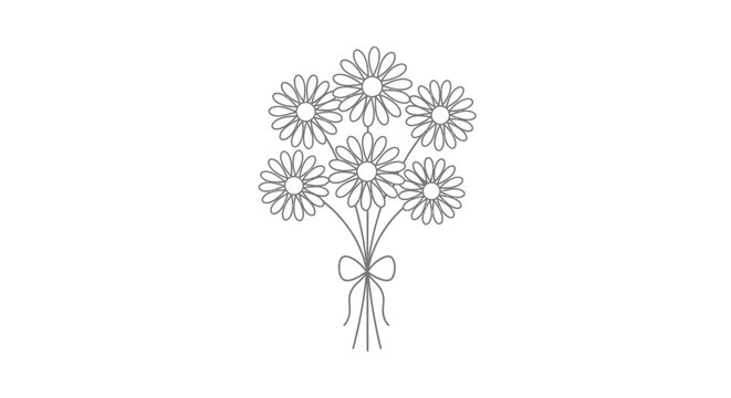 Bouquet of Flowers Tied with Ribbon.