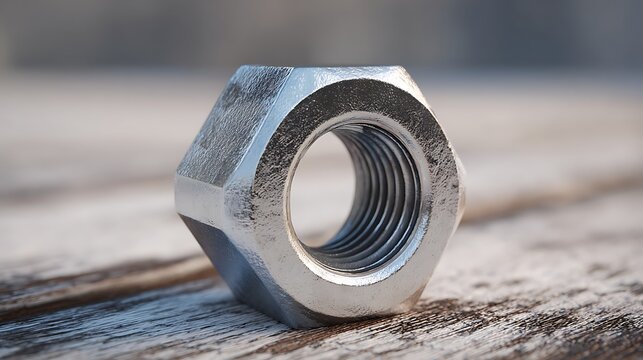 Steel Hardware Nut Close-up / スチール製ハードウェアナットの接写