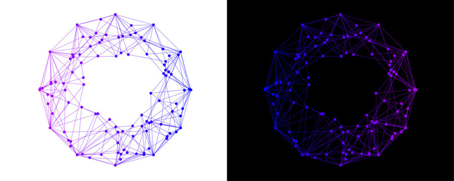 Broken sphere network with connected nodes and lines futuristic technology connection structure