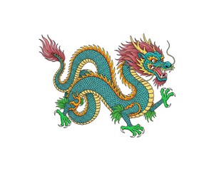 Fototapeta premium Intricate and colorful Chinese dragon for mythology and fantasy art