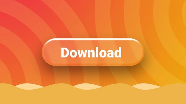 A vibrant orange and yellow gradient background with a prominent 3D-style "Download" button in the center. Motion Graphics, Animation.