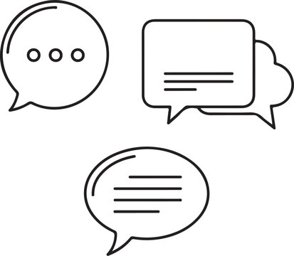 Minimalist Black Outline Speech Bubble Icons Vector Set