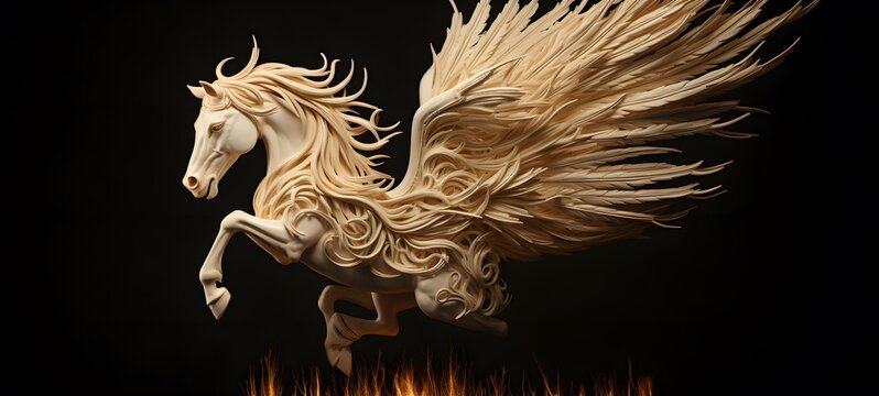 Pegasus shaped matchstick carving,generative AI