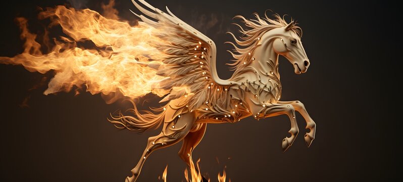 Pegasus shaped matchstick carving,generative AI