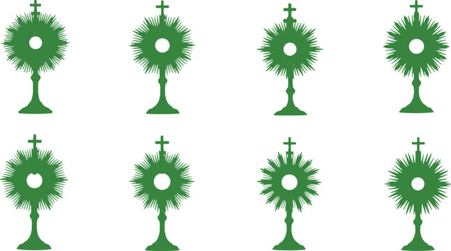 Eight monstrance designs used in christian religious ceremonies