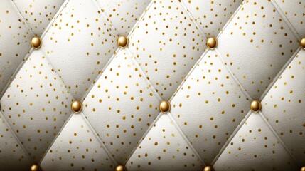 Fototapeta premium The purse is made of white diamond‑embossed leather with gold diamond detailing and puffy foam leather
