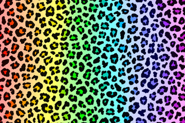 Multicolor leopard pattern with rainbow gradient. Vector © Glitter_Klo