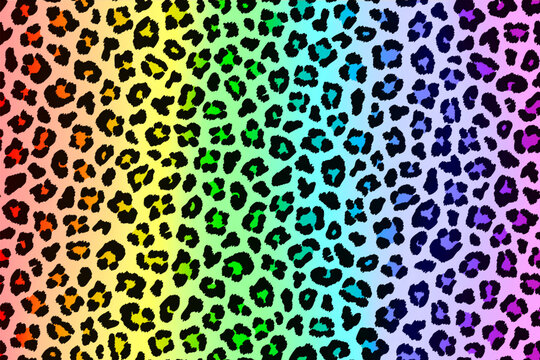 Multicolor leopard pattern with rainbow gradient. Vector