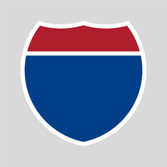 USA interstate empty road sign, blue red shield. Vector © Glitter_Klo
