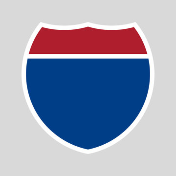 USA interstate empty road sign, blue red shield. Vector