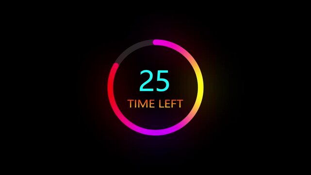 30 seconds countdown timer animation. inside a yellow and red circle on white background emergency timer countdown animation, and 4k video.