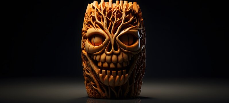halloween shaped matchstick carving,generative AI