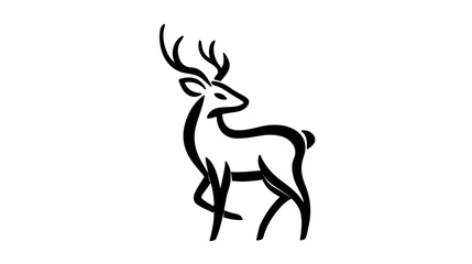 Fototapeta premium A stylized illustration of a deer in black on a white background, minimal design