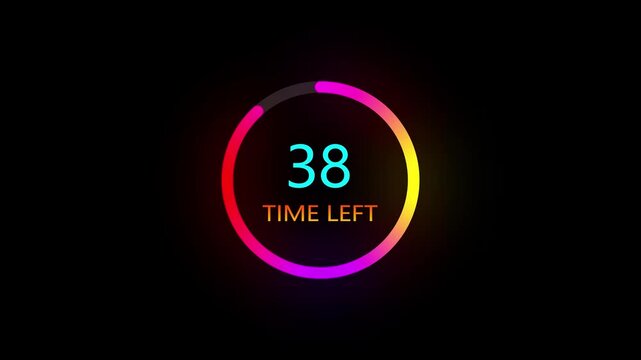 43 seconds countdown timer animation. inside a yellow and red circle on white background emergency timer countdown animation, and 4k video.