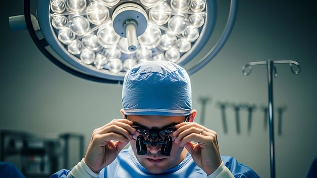 Surgeon Preparing for Operation Under Surgical Lights