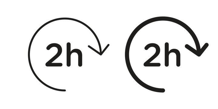 2 hours icon design, logo, app, template set. Black icons