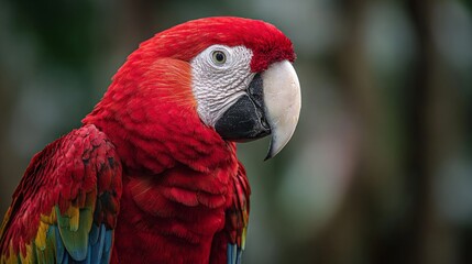 Fototapeta premium Colorful Macaw Parrot – Vibrant Tropical Bird with Bright Feathers, Exotic Wildlife Close-Up in Natural Habitat
