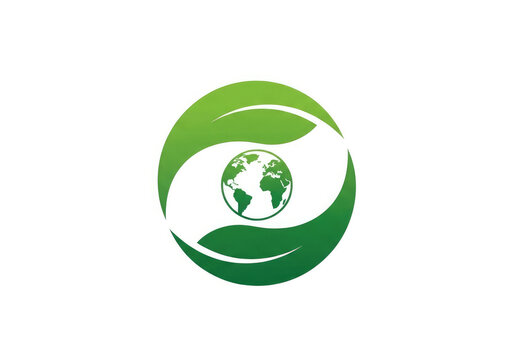 Global network with interconnected green leaf nodes symbolizing sustainability and technology