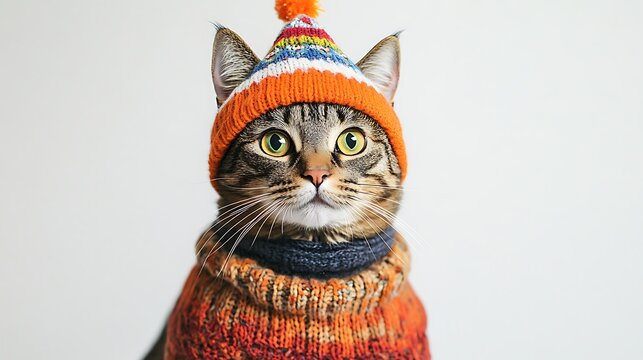 Cat in an Orange Knitted Hat / オレンジ色のニット帽を被った猫
