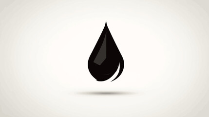 Fototapeta premium A single black teardrop, with a light shadow, centered on a gradient off-white background