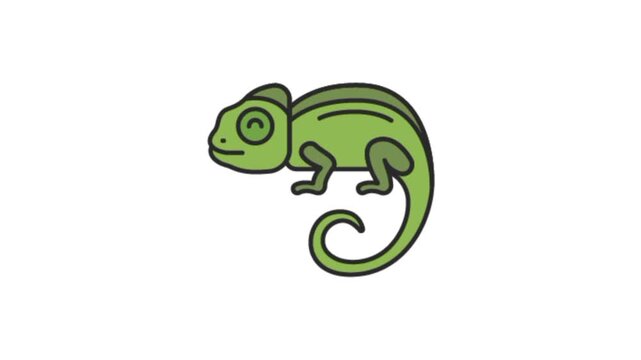 Chameleon on a branch. Color changing chameleon lizard 3d animation