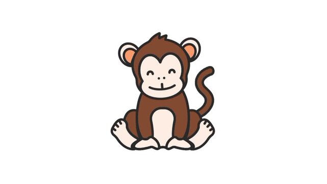 Cute smiling monkey cartoon 3d animation 
