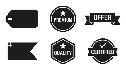 Fototapeta premium Black and white quality labels set.