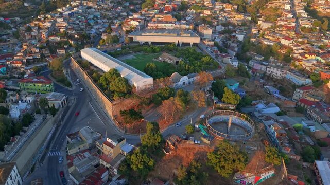 Aerial Valparaiso Cultural Park Ex Prison Cerro Carcel Cityscape Historic Architecture Chile