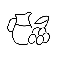 Fototapeta premium Grape juice icon. Food and fruit juice line symbol. Black and white.