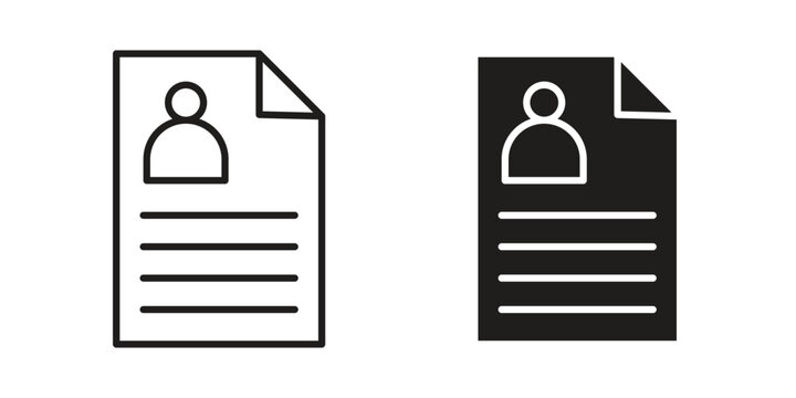 CV icon design, logo, app, template set. Black icons