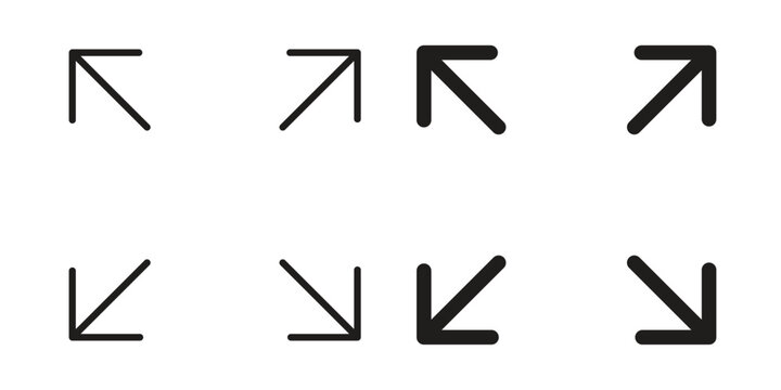 Expand icon design, logo, app, template set. Black icons