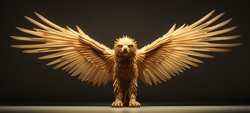 liger wings shaped matchstick carving,generative AI