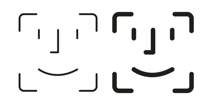 Face id icon design, logo, app, template set. Black icons